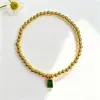 Pulsera Rectangular Colorida Hecha a Mano con Cuentas, Estilo Simple de Lujo de Nicho, Pulsera Elástica Versátil de Cobre, Joyería para Mujer