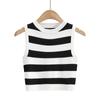 Atacado transfronteiriço europeu e americano 2023 moda feminina multicolorido pequeno fresco justo elástico gola redonda pequeno colete feminino C83176