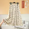Calça-Saia Fresca com Toque de Algodão, Calça Wide Leg com Caimento Solto, Adequada para Usar em Casa e Passeios ao Ar Livre, Saia Longa A-Line Floral Emagrecedora