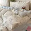 2026 Nuevo Hilo Sensation de Nube Sábana Funda Nórdica Simple Estampada Sábana Ajustable Juego de Cama de Cuatro Piezas
