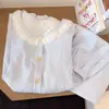 Pijama Estilo Ins para Mulheres, Novo Estilo de Verão, Shorts de Manga Curta, Cardigã Fofo de Estudante, Conjunto de Verão