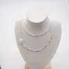 Unas Cuantas Piezas de Plata Rota con Perlas de Imitación, Collar Largo, Cadena para Clavícula de Lujo Ligero de Nicho, Cadena para el Cuello, Se Puede Usar en Capas, Cadena para Clavícula de Primavera y Verano con un Toque de Alta Gama