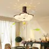 Luz de ventilador usada con efecto de atardecer de burbujas y cielo estrellado para uso doméstico en sala de estar y dormitorio, luz de ventilador integrada de lujo ligero para comedor, modelo nuevo