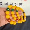 Pulsera de Cera de Abeja Pura, Ámbar Optimizado de Material Ruso, Amarillo Aceite de Pollo, Pulsera de los Cinco Caminos del Dios de la Riqueza para Hombres y Mujeres, Diseño Original