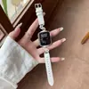 Trébol de Cuatro Hojas Metal y Correa de Cuero Adecuado para Apple Watch iWatch 12ª Generación 11/10