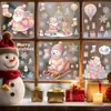Decoraciones navideñas en colores macarrón, pegatinas electrostáticas para puertas y ventanas de cristal, oso polar, Papá Noel, ambiente de renos