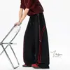 Pantalones Deportivos de Algodón a Rayas de Contraste Estilo Retro Americano para Hombre, Pantalones de Pierna Ancha Caídos, Pantalones Casuales de Moda Holgados