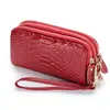 Bolso de Mano Vintage para Mujer Hecho de Piel de Vaca de Primera Capa, Pequeño Bolso de Mano de Cuero Genuino con Patrón de Cocodrilo en Relieve, Moderno, para Damas