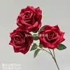 Flor artificial con 3 rosas de diamante y hojas, corazón de espuma, rosa de coleccionista, rosa de seda en plena floración para fotografía