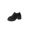 Mocasines vintage de estilo francés con tacón grueso y cordones para mujer, otoño 2024, nuevos zapatos de cuero pequeños de estilo británico de la academia.
