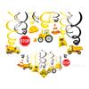 XL077 Encanto Espiral Adorno Colgante de PVC Escena Decoración Excavadora Edificio Remolinos Metálicos Ba