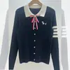 Suéter de punto fino de manga larga, estilo coreano otoño e invierno, cuello polo, estilo universitario vintage, chaqueta cárdigan de punto para mujer