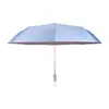 Sombrilla de Gel de Color Plegable de Tres Pliegues con Gancho Curvo de Alto Valor Protección Solar UV para Mujer Paraguas Grande Plegable para Sol y Lluvia