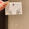 Laços Prateados Gotas~Brincos de Franja com Laço de Zircônia Gota d'Água de Luxo Leve, Brincos Delicados e Elegantes, Acessórios de Orelha Doces e Sofisticados