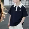 Conjunto Infantil de Manga Curta Estilo Verão Estilo Academia Gola de Marinheiro Meninos e Meninas Camisa POLO Uniforme de Classe Uniforme de Apresentação Roupas de Irmãos