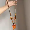 Collar de Cuentas Largas Trenzadas de Cuerda de Estilo Bohemio Simple con Cuentas de Cerámica Estilo Étnico Retro Cadena de Suéter de Nicho
