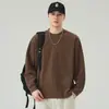 Camiseta Masculina de Manga Longa Texturizada Vintage Estilo Old Money, Nova Simples Solta Gola Redonda Base para Primavera/Outono 2026