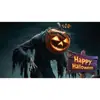 Decoração de Fundo para Halloween Esqueleto Bruxa Abóbora Palhaço Decoração de Fundo para Exterior Atmosfera de Terror Tecido Decorativo para Pendurar