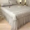 Colchoneta Refrigerante Hielo Frijol Clase A Juego de Tres Piezas 100% Poliéster Estilo Falda de Cama Mat Refrigerante Suave de Seda de Hielo Lavable a Máquina Colchoneta de Aire Acondicionado
