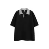 Ace Verano Nuevo Estilo Old Money Retro Estilo Universitario Camisa Polo Camiseta para Hombre Holgada Cuadros Solapa Manga Corta Ht1011