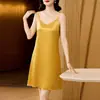 Vestido Camisola de Seda con Cuello en V para Mujer, Nuevo Estilo Primavera/Verano, Elegante Traje Vestido Adelgazante de Acetato de Seda de Morera con Falda Línea A