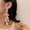 Pendientes con borlas de flores francesas rosas para mujer, diseño elegante y nicho, para fiestas.