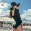 Traje de Baño de Aguas Termales de Gama Alta para Mujer, Una Pieza, Manga Larga, Estilo Hada Conservador 2025, Cubre Vientre y Pecho Pequeño, Traje de Baño Push-Up