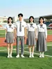 Uniforme escolar de estilo universitario, traje gris, unisex, adecuado para estudiantes de secundaria y primaria, se usa como uniforme de clase, para el día del deporte, actuaciones corales y recitaciones