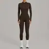 Macaquinho de Fleece com Zíper e Manga Longa QiuSha para Outono e Inverno, Body Esportivo de Fitness de Alta Intensidade 1590