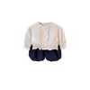 Conjunto de camisa de renda infantil casual elegante e da moda para outono e calça de perna reta para meninas