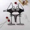 Amazon Transfronteiriço 2026 Moda Estampa de Leopardo Vazado Transparente Modelador Emagrecedor Sexy Selvagem Conjunto Separado de Lingerie