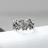 Anillo Vintage de Hoja para Mujer, Estilo Coreano, Moderno, Fresco, Anillo Abierto, Simple Anillo de Dedo Índice de Hoja de Plata Tailandesa de Imitación