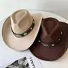 Cinturón de cuero retro americano, sombrero de vaquero, artículo popular transfronterizo, unisex, adecuado para actividades al aire libre, proporciona protección solar y es un sombrero de jazz elegante