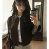 Chaqueta corta de ante sintético estilo Dongdaemun coreano para mujeres petite, nueva colección de otoño