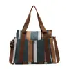 Bolso de Hombro para Mujer de Gran Capacidad Estilo Coreano Nuevo Estilo 2025 Bolso Tote Casual Rayado Ropa de Trabajo Bolso Grande Simple