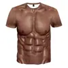 Desejo Popular Sexy 3D Musculoso Masculino Manga Curta Paródia Criativa Fitness Elástico Camiseta Curta Estampada Digital em Estoque