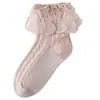 Meias Lisas para Meninas para Primavera, Outono e Verão, Meias Finas de Algodão Puro com Renda Branca, Meias de Princesa para Crianças, Meias Pretas de Dança para Meninas