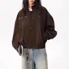 Chaqueta de Trabajo Estilo Granero Americano con Cuello Alto para Hombre y Mujer, Otoño Vintage Versátil Moderna Abrigo Estilo Holgado Casual