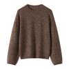 Suéter de Lana de Seda Estilo Perezoso para Mujer 2025 Otoño e Invierno Nuevo Suave Cera Hombros Descubiertos Cuello Redondo Casual Holgado Versión Amplia Suéter