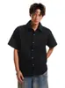 Camisa de Manga Corta Texturizada Estilo Old Money para Hombre, Verano Retro Americano Cleanfit Holgada Lujo Manga Raglán