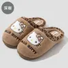 Pantuflas de algodón Hello Kitty con bordado de dibujos animados, para uso en casa, forradas de felpa, cálidas, de suela gruesa, antideslizantes, suaves, estilo otoño e invierno, pantuflas para mujer