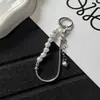 Lanyard de Perla Cristal Strass Hueso de Serpiente de Lujo Ligero de Alta Gama Llavero Corto Versátil Colgante de Bolso