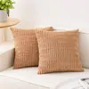 Funda de Cojín de Pana Rayada Blanco Crema 18x18 Pulgadas Decoración de Sofá para Sala de Estar