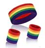 Banda para la muñeca tipo turbante arcoíris transfronterizo combinación de tres piezas diadema deportiva de baloncesto banda para la muñeca calcetines de fútbol set de cuatro piezas
