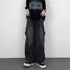 Estilo Japonês Retro Perna Larga Grande Bolso Macacão Masculino Primavera e Verão Nova Marca Elegante Ins Neutro Solto Jeans Retos