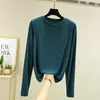 Camiseta Base de Modal Manga Larga para Mujer Corte Ajustado Ropa Interior Otoño Top Cuello Redondo Nuevo 2024 Primavera y Otoño Estilo Occidental