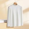 Camiseta Térmica de Doble Cara para Hombre, Cuello Semi Alto, Manga Larga, Ropa Interior Térmica Engrosada para Primavera y Otoño, Top Cálido de Otoño para Hombre
