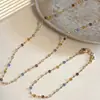 Collar de cuentas de color dopamina de verano para mujer, ligero, de lujo, de alta gama, elegante, con cadena de clavícula, estilo occidental que combina con todo.