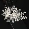 Pente de Flores Feito à Mão para Noiva Headdress para Vestido de Casamento Pente de Cabelo Acessórios de Cabelo para Fotografia de Performance Estoque Disponível