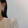 Aretes de Plata con Aguja de Plata, Borla de Lazo y Diamantes Completos para Mujer 2025 Nuevo Estilo Trendy Elegante Fresco Aretes de Perla de Imitación Aretes